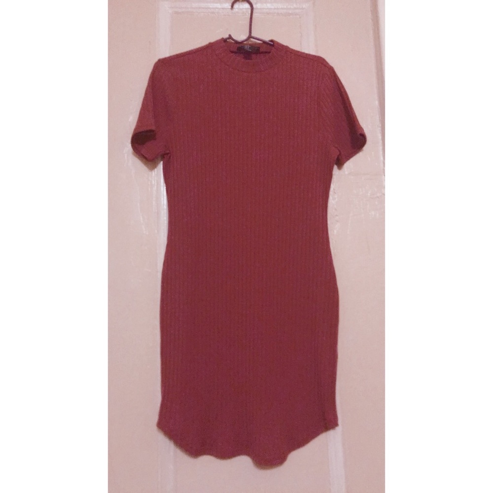 Pink Ribbed Midi Dress